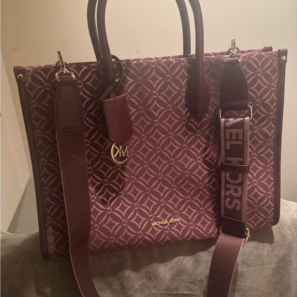 Michael Kors Plum Patterned Satchel